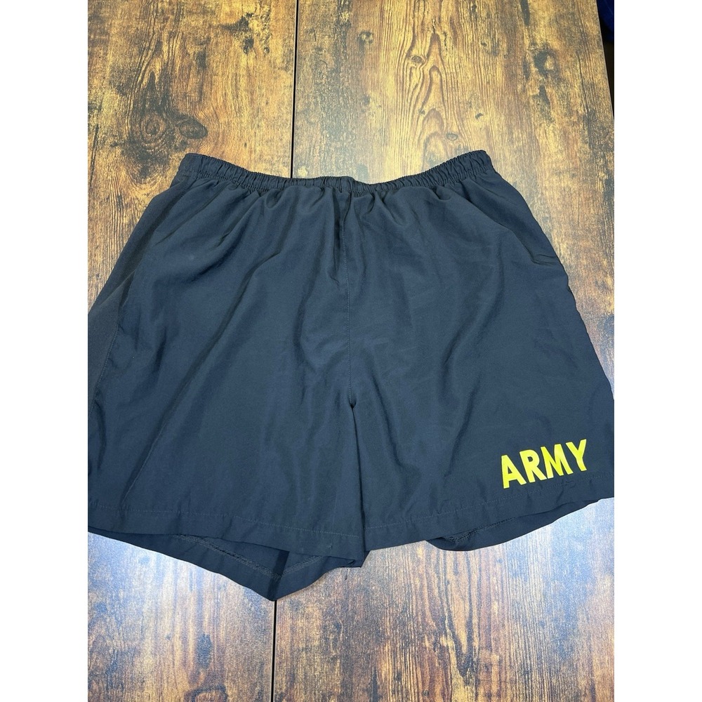 UNICOR Mens Medium APFU Army Training Shorts Black Yellow Logo PT Trunks 5" Ins